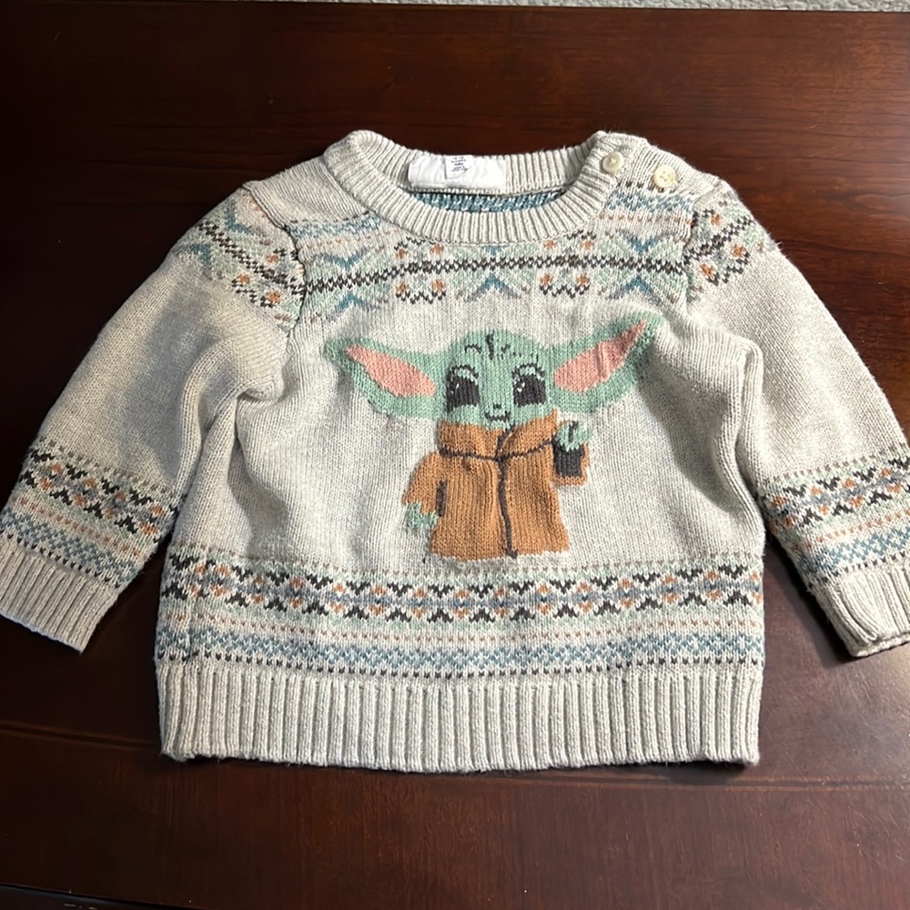 Disney Baby Gap Yoda Grogu Sweater 12-18M